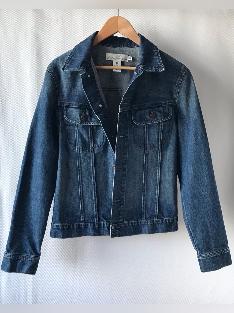 Vintage Faded Blue Wash Denim Jacket Medium H&M trucker casual streetwear
